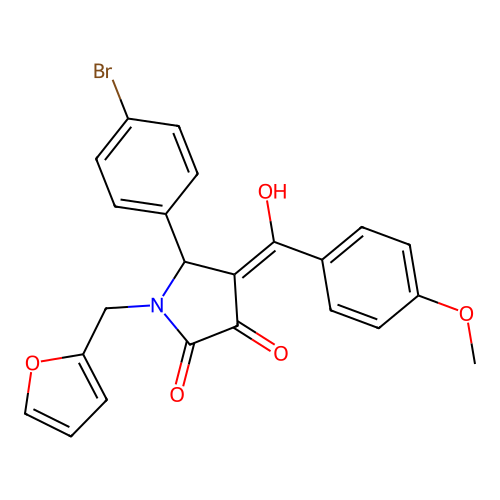 (4E)-5-(4-bromophenyl)-1-(furan-2-ylmethyl)-4-[hydroxy(4-methoxyphenyl)methylidene]pyrrolidine-2,3-dione structure