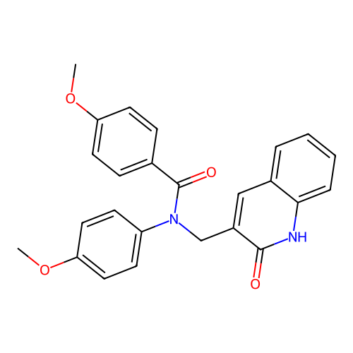 4-methoxy-N-(4-methoxyphenyl)-N-[(2-oxo-1H-quinolin-3-yl)methyl]benzamide structure