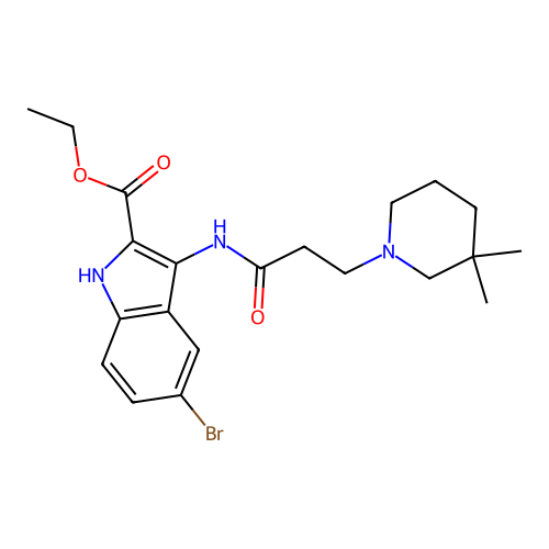 ethyl 5-bromo-3-[3-(3,3-dimethylpiperidin-1-yl)propanoylamino]-1H-indole-2-carboxylate structure
