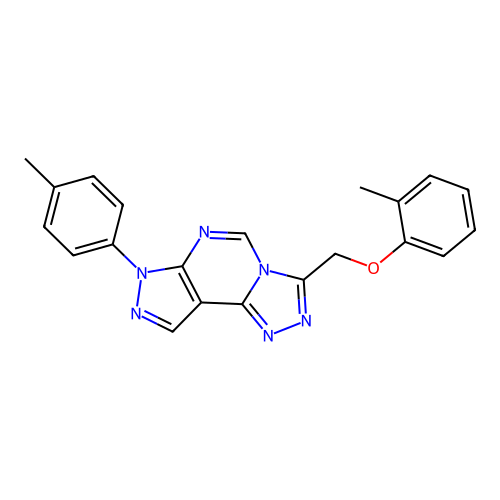 7-(p-tolyl)-3-((o-tolyloxy)methyl)-7H-pyrazolo[4,3-e][1,2,4]triazolo[4,3-c]pyrimidine structure