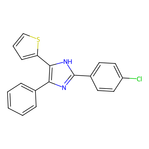 2-(4-chlorophenyl)-4-phenyl-5-(thiophen-2-yl)-1H-imidazole structure