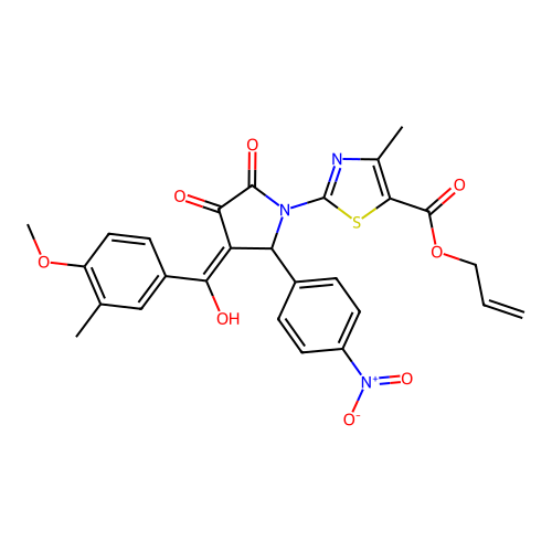 prop-2-en-1-yl 2-{3-hydroxy-4-[(4-methoxy-3-methylphenyl)carbonyl]-5-(4-nitrophenyl)-2-oxo-2,5-dihydro-1H-pyrrol-1-yl}-4-methyl-1,3-thiazole-5-carboxylate structure
