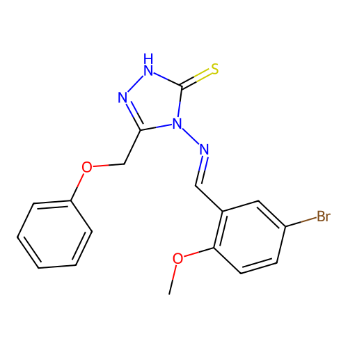 (E)-4-((5-bromo-2-methoxybenzylidene)amino)-5-(phenoxymethyl)-4H-1,2,4-triazole-3-thiol structure