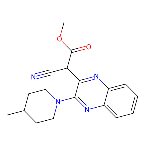 Methyl cyano[3-(4-methylpiperidin-1-yl)quinoxalin-2-yl]acetate structure