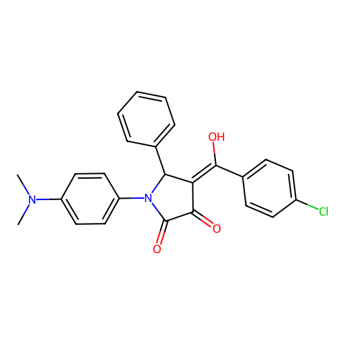(4E)-4-[(4-chlorophenyl)-hydroxymethylidene]-1-(4-dimethylaminophenyl)-5-phenylpyrrolidine-2,3-dione structure