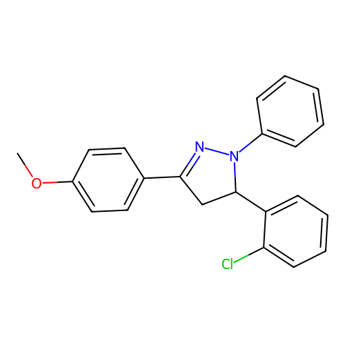 5-(2-chlorophenyl)-3-(4-methoxyphenyl)-1-phenyl-4,5-dihydro-1H-pyrazole structure