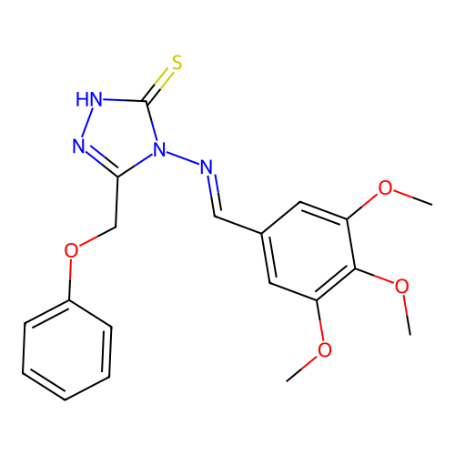 3-(phenoxymethyl)-4-[(E)-(3,4,5-trimethoxyphenyl)methylideneamino]-1H-1,2,4-triazole-5-thione structure