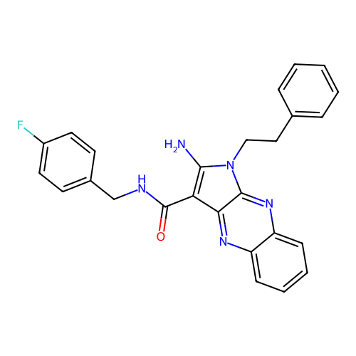 2-amino-N-(4-fluorobenzyl)-1-(2-phenylethyl)-1H-pyrrolo[2,3-b]quinoxaline-3-carboxamide structure