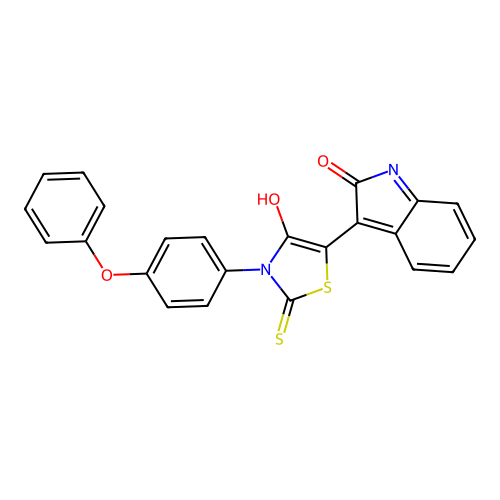 (Z)-5-(2-oxoindolin-3-ylidene)-3-(4-phenoxyphenyl)-2-thioxothiazolidin-4-one structure