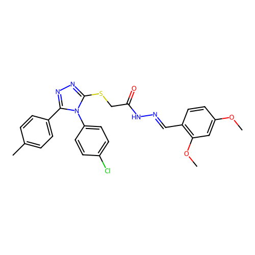 2-{[4-(4-chlorophenyl)-5-(4-methylphenyl)-4H-1,2,4-triazol-3-yl]sulfanyl}-N'-[(E)-(2,4-dimethoxyphenyl)methylidene]acetohydrazide structure