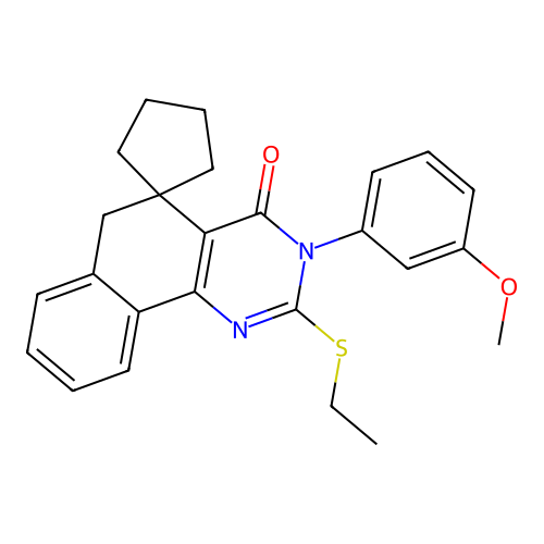 2-ethylsulfanyl-3-(3-methoxyphenyl)spiro[6H-benzo[h]quinazoline-5,1'-cyclopentane]-4-one structure