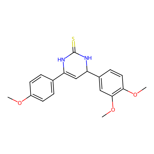 4-(3,4-dimethoxyphenyl)-6-(4-methoxyphenyl)-3,4-dihydropyrimidine-2(1H)-thione structure