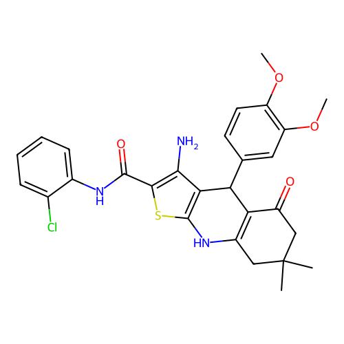 3-amino-N-(2-chlorophenyl)-4-(3,4-dimethoxyphenyl)-5-hydroxy-7,7-dimethyl-4,6,7,8-tetrahydrothieno[2,3-b]quinoline-2-carboxamide structure
