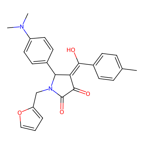 (4E)-5-(4-dimethylaminophenyl)-1-(furan-2-ylmethyl)-4-[hydroxy-(4-methylphenyl)methylidene]pyrrolidine-2,3-dione structure