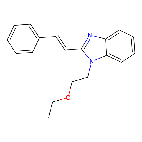 2-[2-((1E)-2-phenylvinyl)benzimidazolyl]-1-ethoxyethane structure