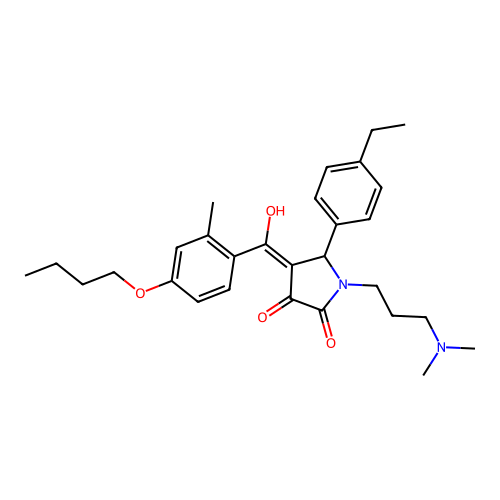 (4E)-4-[(4-butoxy-2-methylphenyl)-hydroxymethylidene]-1-[3-(dimethylamino)propyl]-5-(4-ethylphenyl)pyrrolidine-2,3-dione structure
