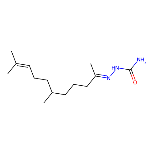 (2E)-2-(6,10-dimethylundec-9-en-2-ylidene)hydrazinecarboxamide structure