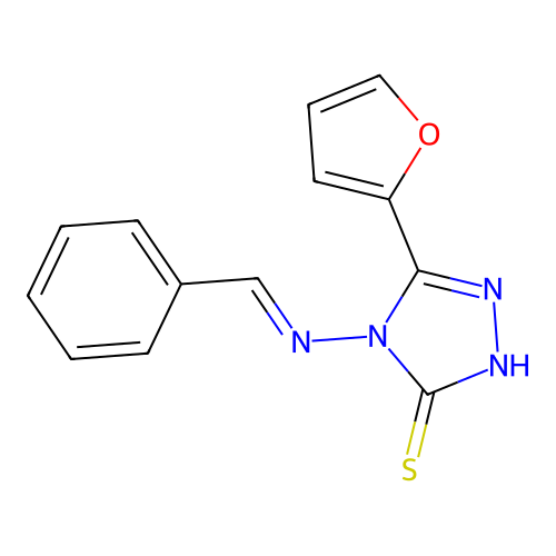 4-(Benzylideneamino)-5-(2-furyl)-4H-1,2,4-triazole-3-thiol structure