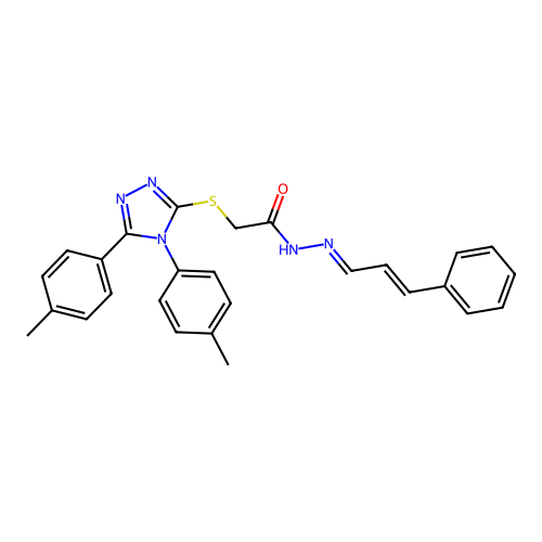 2-{[4,5-bis(4-methylphenyl)-4H-1,2,4-triazol-3-yl]sulfanyl}-N'-[(1E,2E)-3-phenylprop-2-en-1-ylidene]acetohydrazide structure
