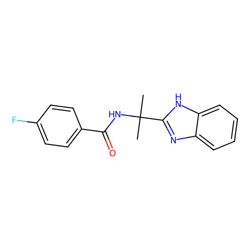 N-[2-(1H-benzimidazol-2-yl)propan-2-yl]-4-fluorobenzamide structure