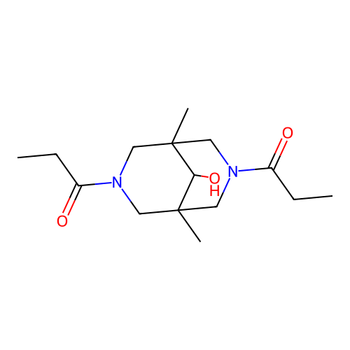 1,1'-(9-hydroxy-1,5-dimethyl-3,7-diazabicyclo[3.3.1]nonane-3,7-diyl)dipropan-1-one structure