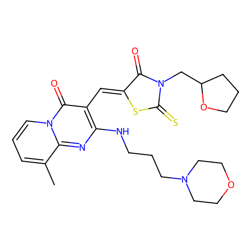 9-METHYL-2-{[3-(4-MORPHOLINYL)PROPYL]AMINO}-3-{(Z)-[4-OXO-3-(TETRAHYDRO-2-FURANYLMETHYL)-2-THIOXO-1,3-THIAZOLIDIN-5-YLIDENE]METHYL}-4H-PYRIDO[1,2-A]PYRIMIDIN-4-ONE structure