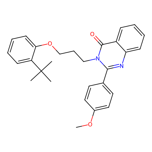 3-[3-(2-tert-butylphenoxy)propyl]-2-(4-methoxyphenyl)quinazolin-4(3H)-one structure