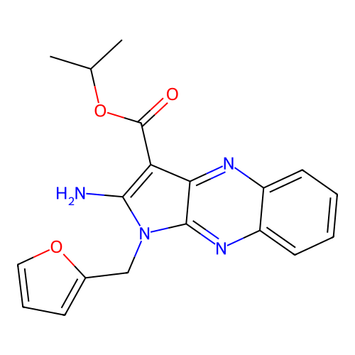 isopropyl 2-amino-1-(furan-2-ylmethyl)-1H-pyrrolo[2,3-b]quinoxaline-3-carboxylate structure