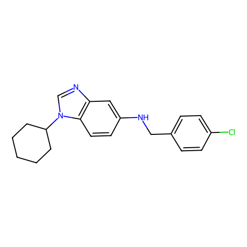 N-(4-chlorobenzyl)-1-cyclohexyl-1H-benzimidazol-5-amine structure