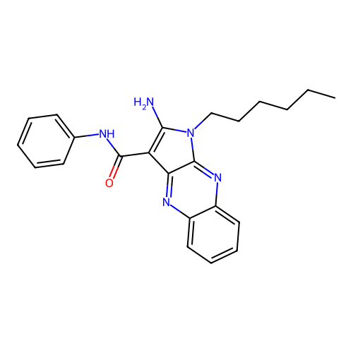 2-amino-1-hexyl-N-phenyl-1H-pyrrolo[2,3-b]quinoxaline-3-carboxamide structure