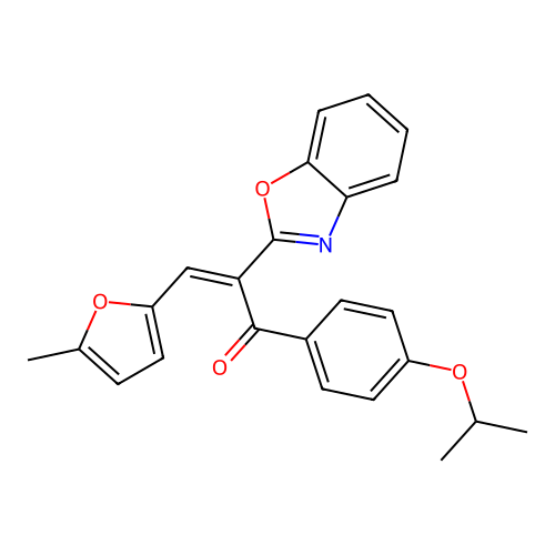 (2Z)-2-(1,3-benzoxazol-2-yl)-3-(5-methylfuran-2-yl)-1-[4-(propan-2-yloxy)phenyl]prop-2-en-1-one structure