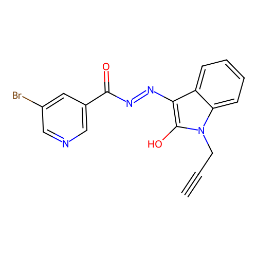 (Z)-5-bromo-N'-(2-oxo-1-(prop-2-yn-1-yl)indolin-3-ylidene)nicotinohydrazide structure