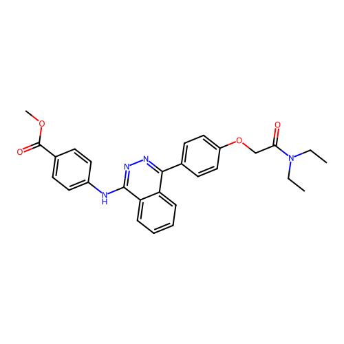 methyl 4-[(4-{4-[2-(diethylamino)-2-oxoethoxy]phenyl}phthalazin-1-yl)amino]benzoate structure