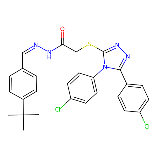 2-{[4,5-BIS(4-CHLOROPHENYL)-4H-1,2,4-TRIAZOL-3-YL]SULFANYL}-N'-[(E)-(4-TERT-BUTYLPHENYL)METHYLIDENE]ACETOHYDRAZIDE structure