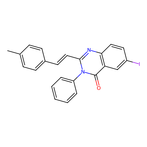 6-iodo-2-[(E)-2-(4-methylphenyl)ethenyl]-3-phenylquinazolin-4(3H)-one structure