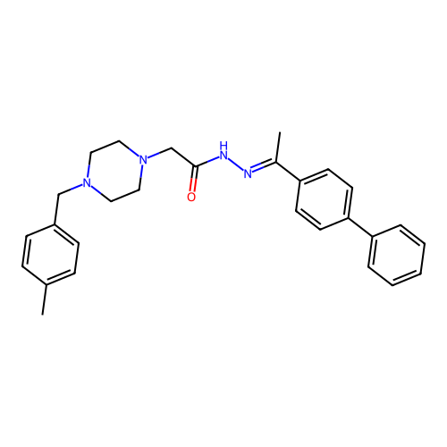 N'-[(1E)-1-(biphenyl-4-yl)ethylidene]-2-[4-(4-methylbenzyl)piperazin-1-yl]acetohydrazide structure