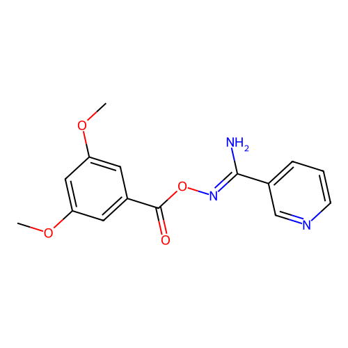 N'-{[(3,5-dimethoxyphenyl)carbonyl]oxy}pyridine-3-carboximidamide structure