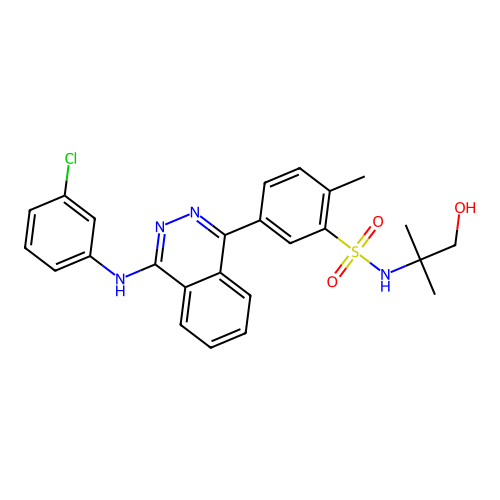 5-{4-[(3-chlorophenyl)amino]phthalazin-1-yl}-N-(1-hydroxy-2-methylpropan-2-yl)-2-methylbenzenesulfonamide structure