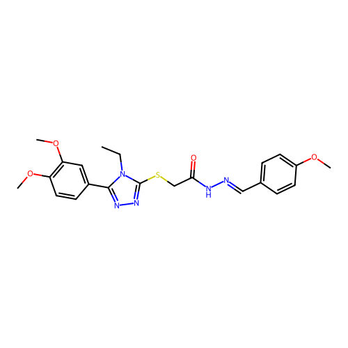 (E)-2-((5-(3,4-dimethoxyphenyl)-4-ethyl-4H-1,2,4-triazol-3-yl)thio)-N'-(4-methoxybenzylidene)acetohydrazide structure
