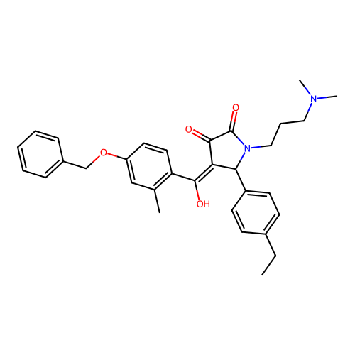 (4E)-1-[3-(dimethylamino)propyl]-5-(4-ethylphenyl)-4-[hydroxy-(2-methyl-4-phenylmethoxyphenyl)methylidene]pyrrolidine-2,3-dione structure