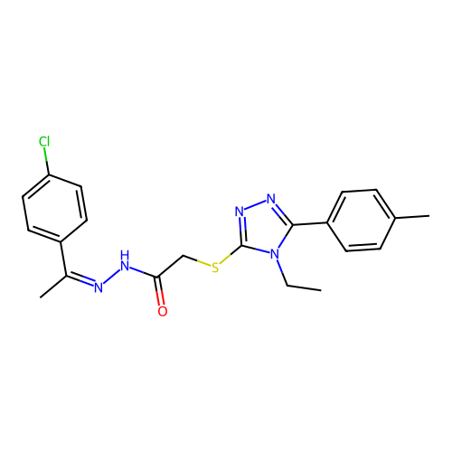N'-[(1Z)-1-(4-chlorophenyl)ethylidene]-2-{[4-ethyl-5-(4-methylphenyl)-4H-1,2,4-triazol-3-yl]sulfanyl}acetohydrazide structure