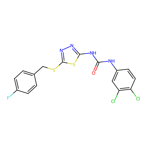 1-(3,4-dichlorophenyl)-3-{5-[(4-fluorobenzyl)sulfanyl]-1,3,4-thiadiazol-2-yl}urea structure