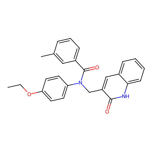 N-(4-ethoxyphenyl)-3-methyl-N-[(2-oxo-1H-quinolin-3-yl)methyl]benzamide structure