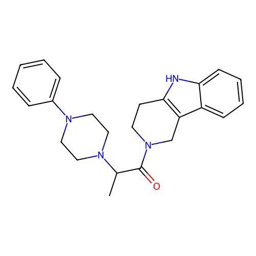 1-(3,4-dihydro-1H-pyrido[4,3-b]indol-2(5H)-yl)-2-(4-phenylpiperazin-1-yl)propan-1-one structure