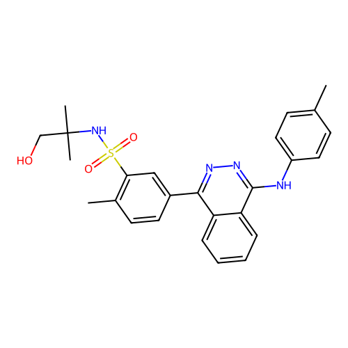 N-(1-hydroxy-2-methylpropan-2-yl)-2-methyl-5-(4-(p-tolylamino)phthalazin-1-yl)benzenesulfonamide structure