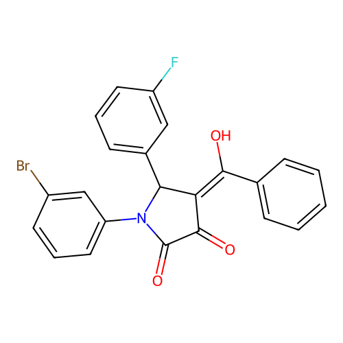 (4E)-1-(3-bromophenyl)-5-(3-fluorophenyl)-4-[hydroxy(phenyl)methylidene]pyrrolidine-2,3-dione structure