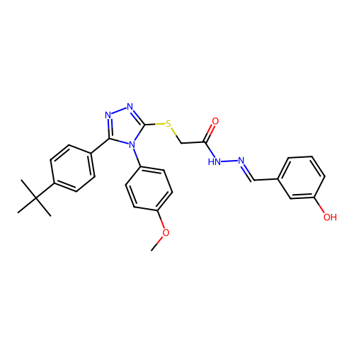 2-{[5-(4-tert-butylphenyl)-4-(4-methoxyphenyl)-4H-1,2,4-triazol-3-yl]sulfanyl}-N'-[(E)-(3-hydroxyphenyl)methylidene]acetohydrazide structure