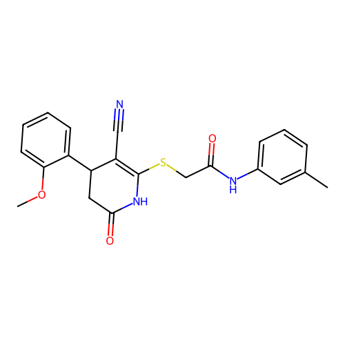2-{[3-cyano-4-(2-methoxyphenyl)-6-oxo-1,4,5,6-tetrahydropyridin-2-yl]sulfanyl}-N-(3-methylphenyl)acetamide structure