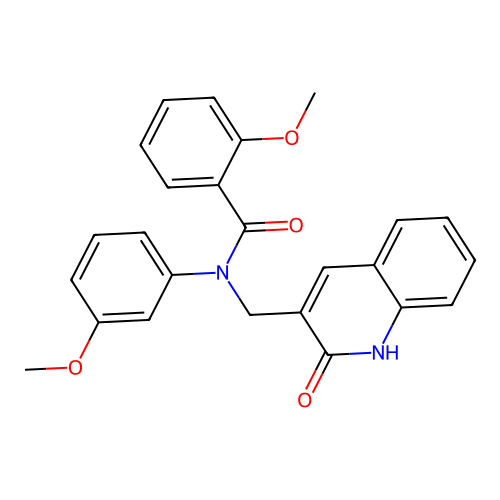 2-methoxy-N-(3-methoxyphenyl)-N-[(2-oxo-1H-quinolin-3-yl)methyl]benzamide structure