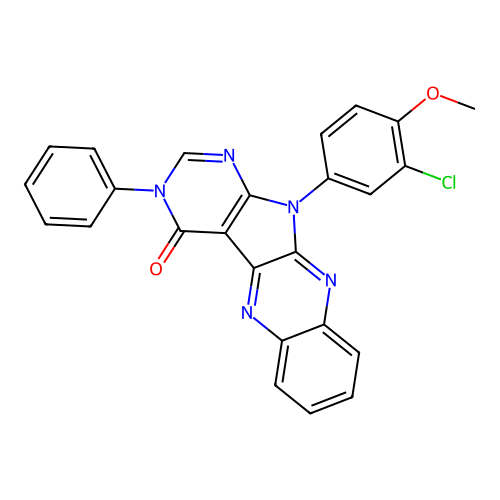11-(3-chloro-4-methoxyphenyl)-3-phenyl-3,11-dihydro-4H-pyrimido[5',4':4,5]pyrrolo[2,3-b]quinoxalin-4-one structure